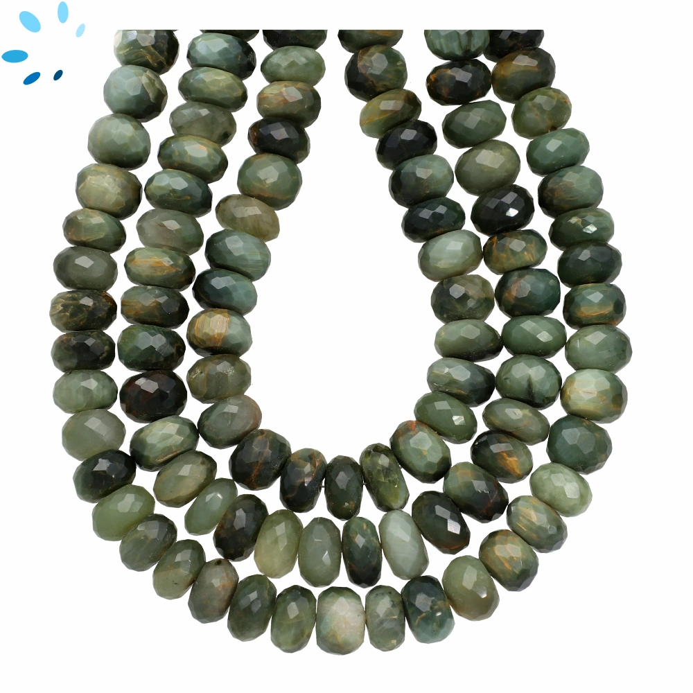 Cat's Eye Quartz Faceted Rondelle Center Drilled Beads 8mm - 8 Inch Strand