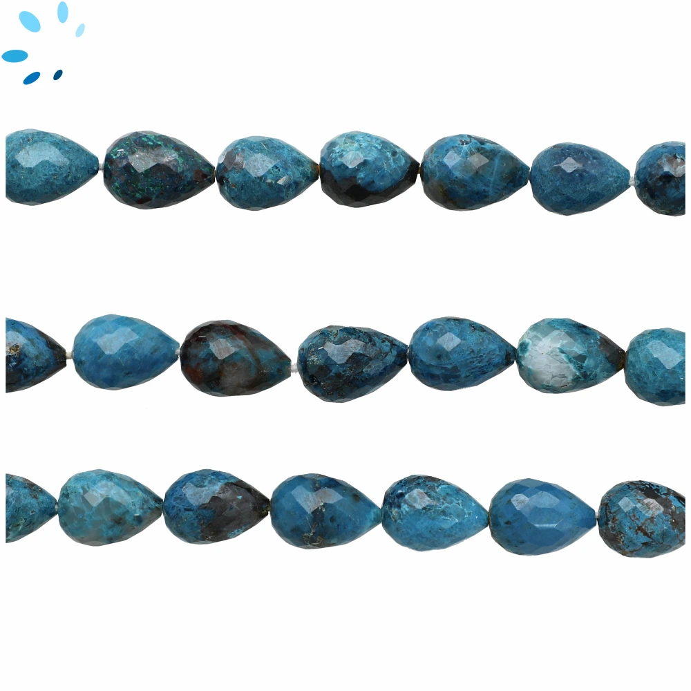 Chrysocolla Faceted Drop Top to Bottom Drilled Beads 11X8mm - 12 Inch Strand