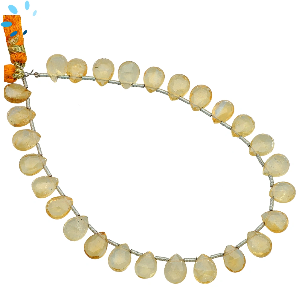 Citrine Faceted Pear Top Drilled Beads 9x6mm - 8 Inch Strand