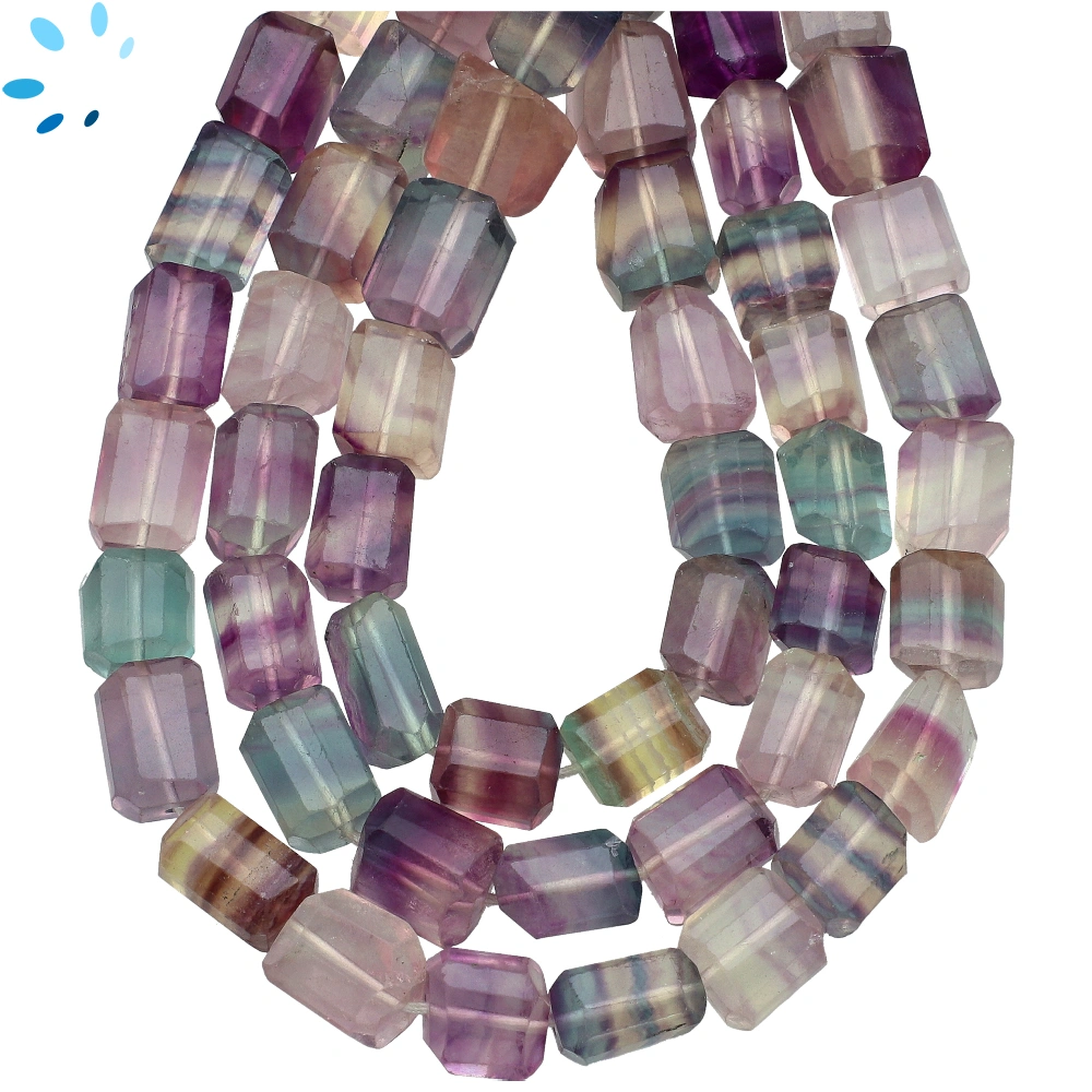 Fluorite Faceted Nuggets Top to Bottom Drilled Beads 11X9mm  - 13 Inch Strand
