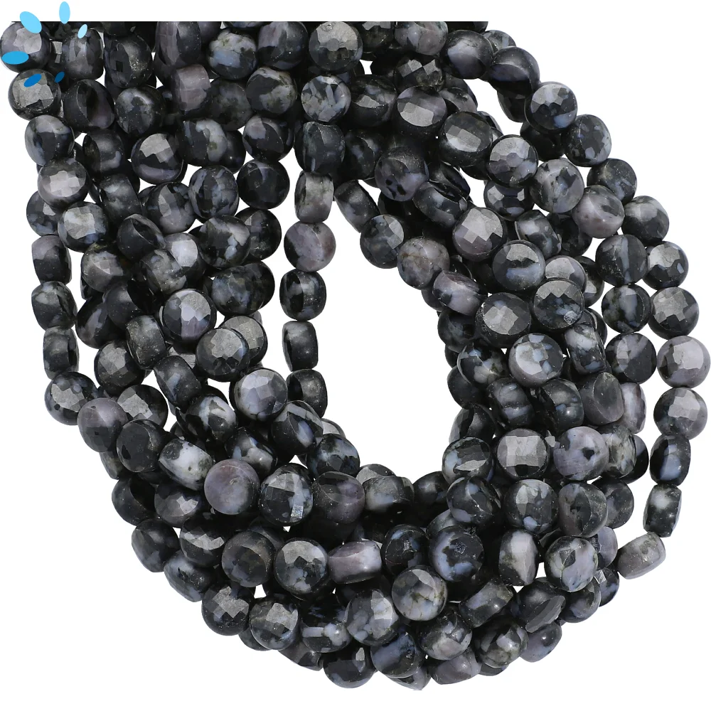 Agate Faceted Coin Top to Bottom Drilled Beads 6mm - 13 Inch Strand