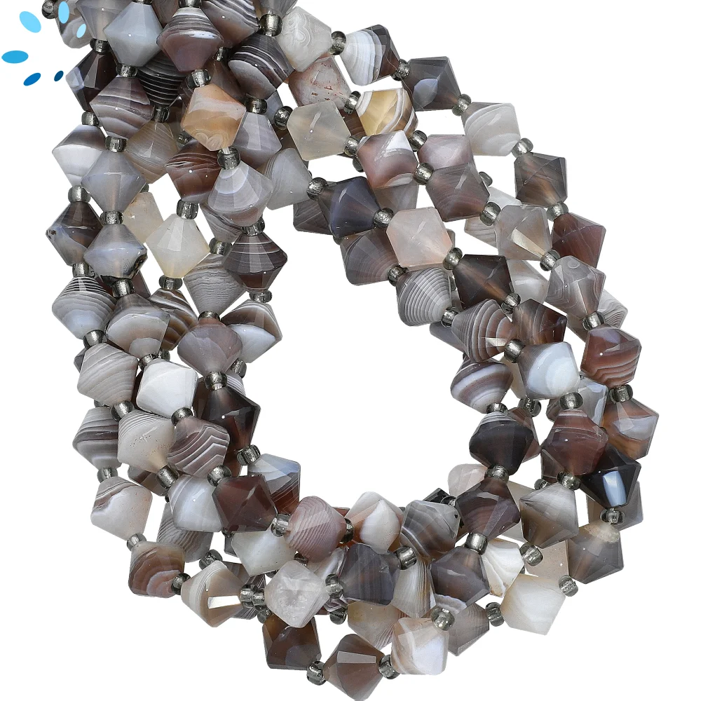 Agate Faceted Cone Top to Bottom Drilled Beads 8mm - 14 Inch Strand