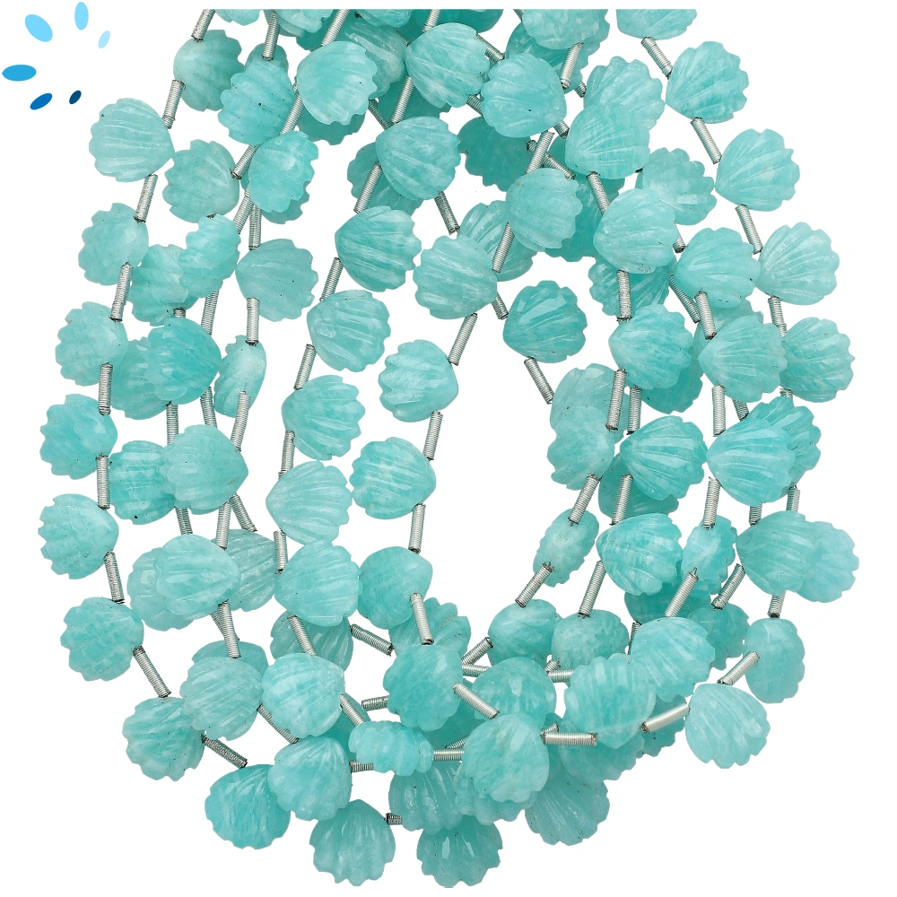 Amazonite Carved Seashell Top Drilled Beads 8mm - 8 Inch Strand