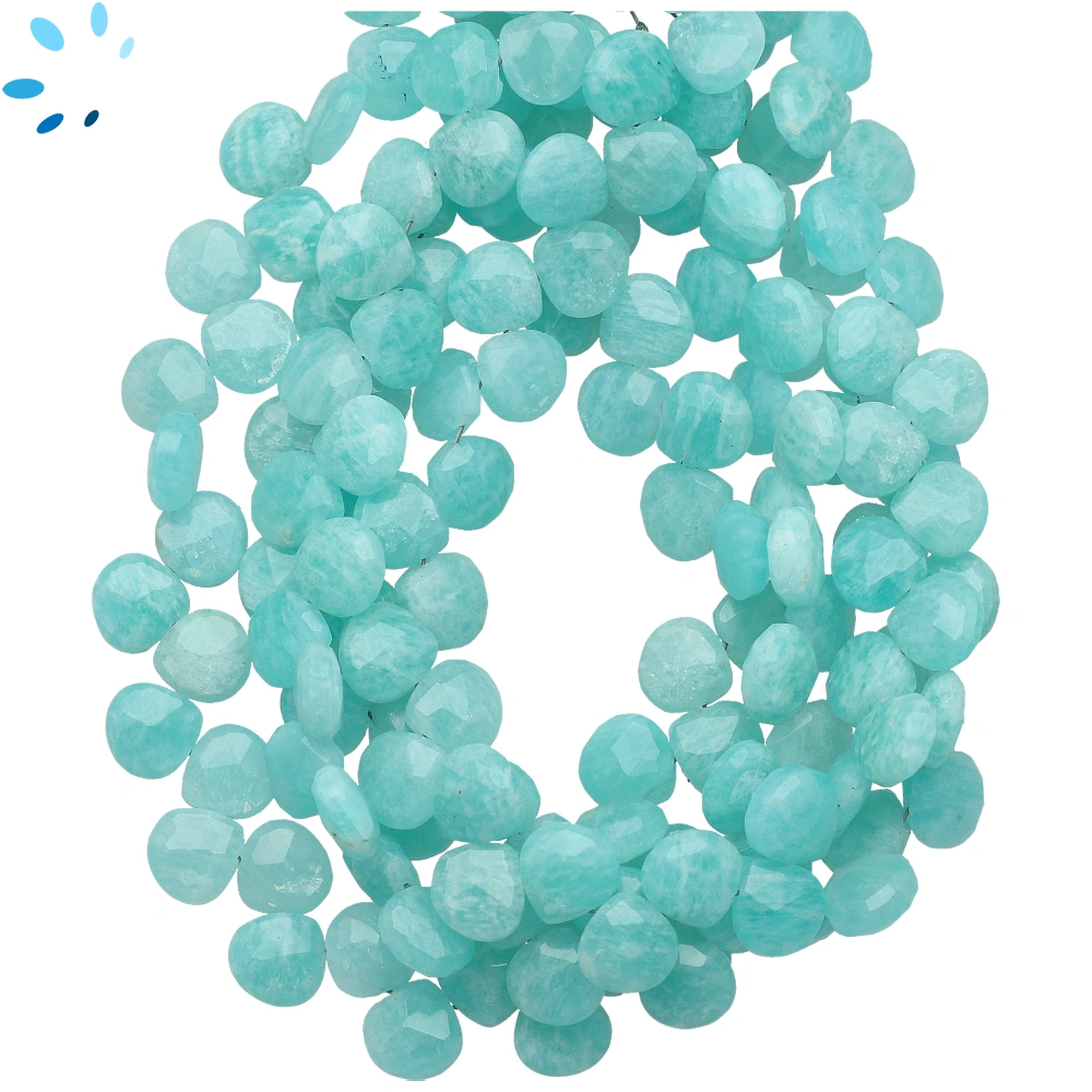  Amazonite Faceted Heart Top Drilled Beads 7mm - 8 Inch Strand