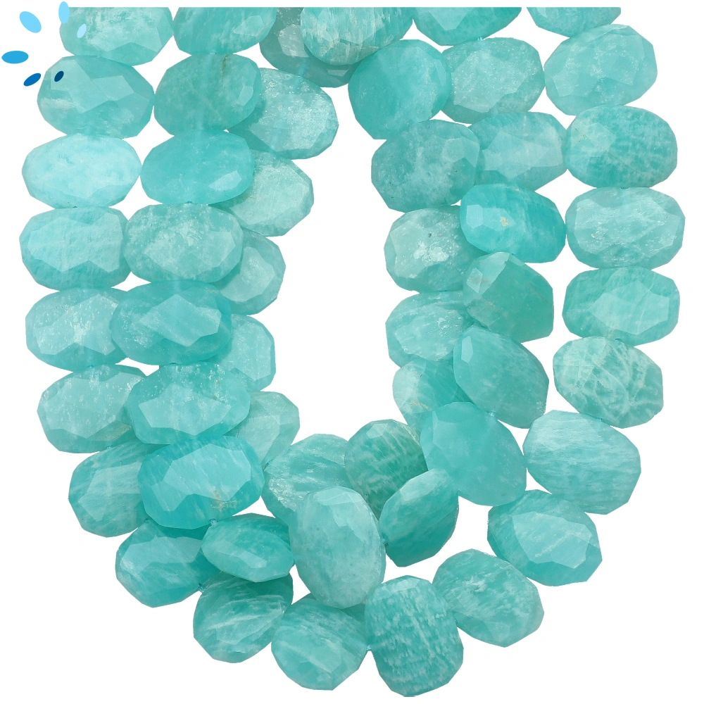 Amazonite Faceted Nuggets Center Drilled Beads 14x10 - 16x12mm - 13 Inch Strand