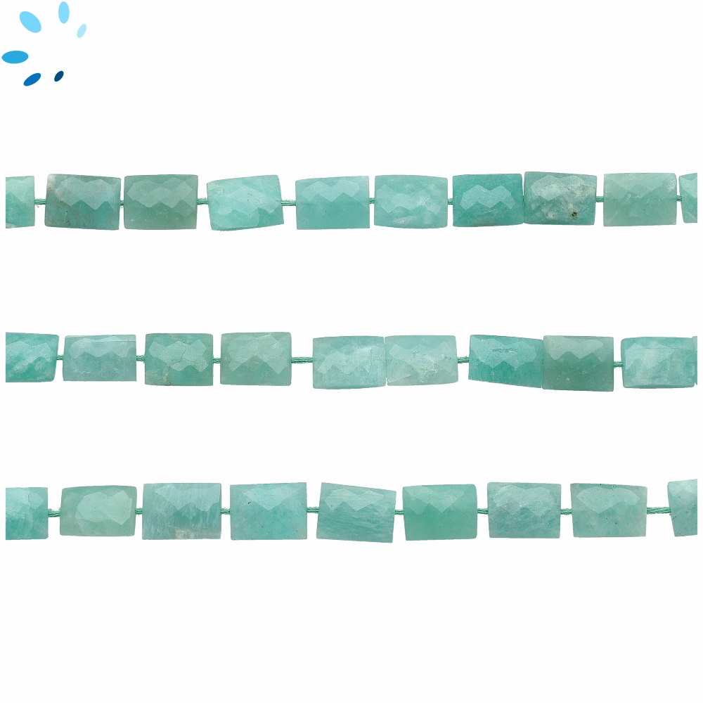 Amazonite Faceted Rectangle Top to Bottom Drilled Beads 11x8mm - 14 Inch Strand