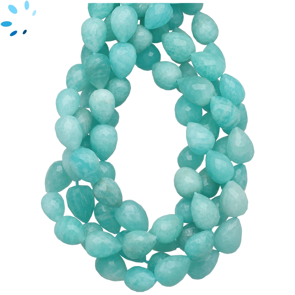 Amazonite Faceted Tear Drop Top to Bottom Drilled Beads 11x8mm - 13 Inch Strand