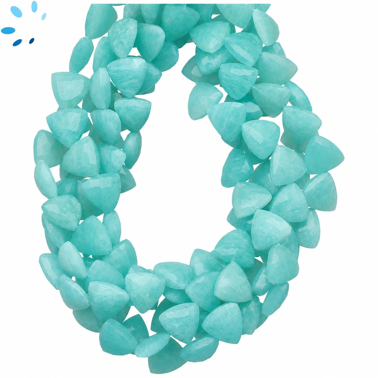 Amazonite Faceted Trillion Top to Bottom Drilled Beads 9x9mm - 13 Inch Strand
