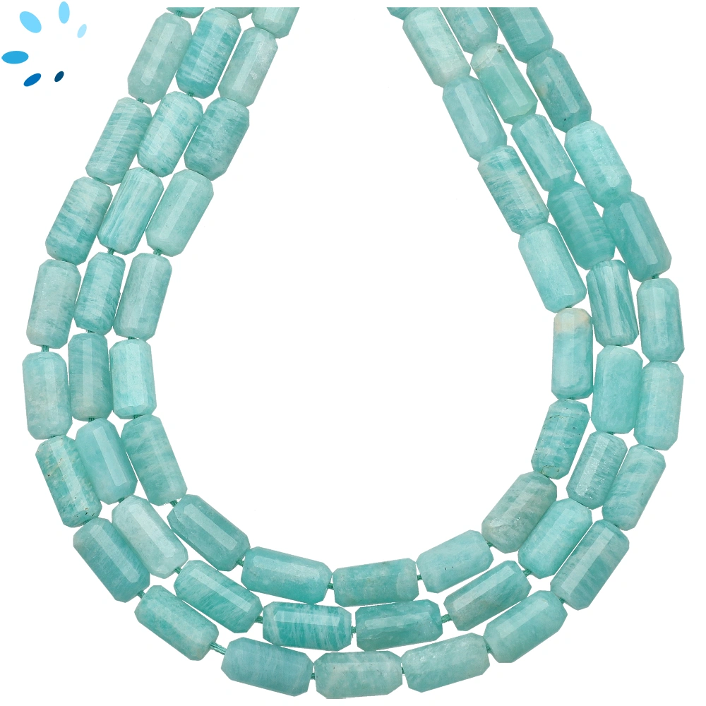 Amazonite  Faceted Tube Top to Bottom Drilled Beads 10x5mm - 13 Inch Strand
