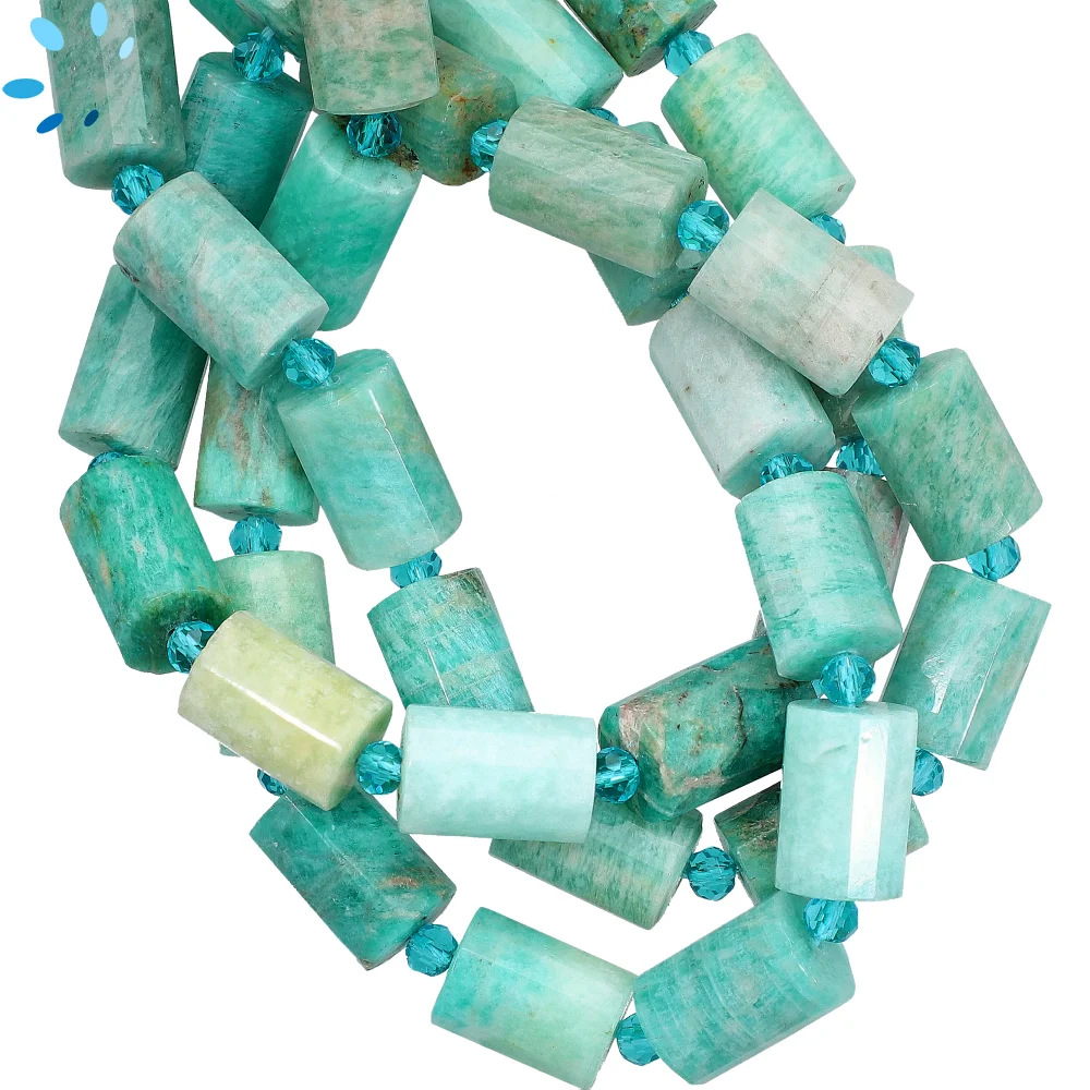 Amazonite Faceted Tube Top to Bottom Drilled Beads 14x10mm - 8 Inch Strand
