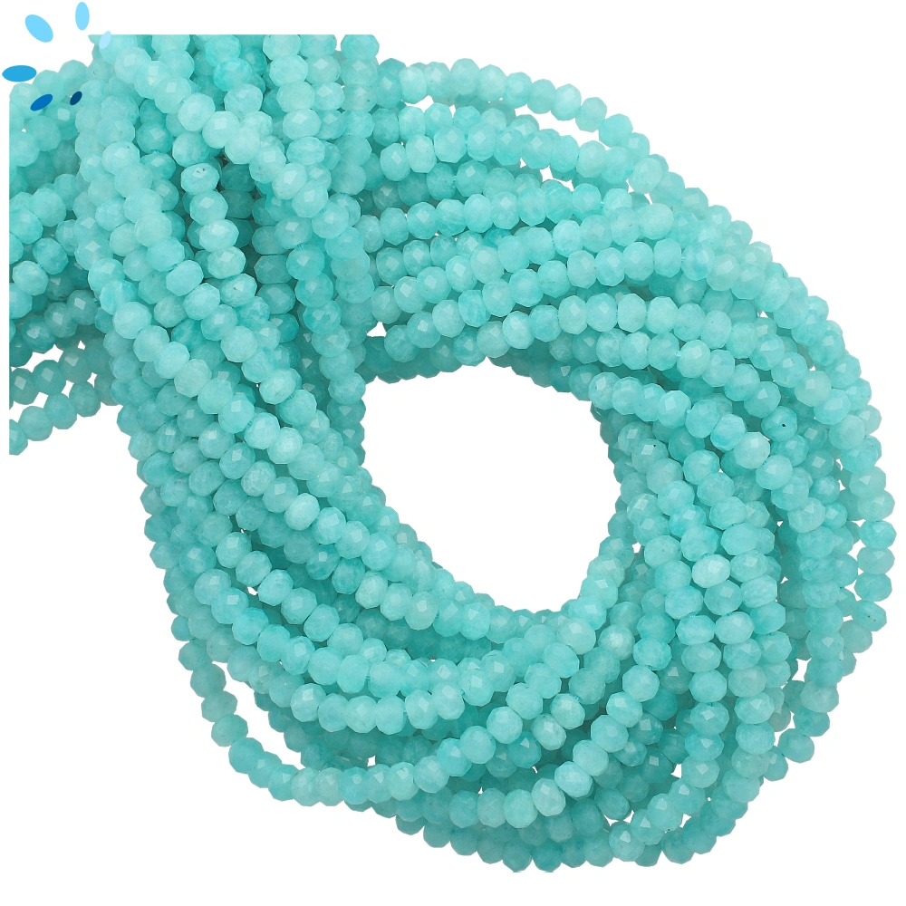 Amazonite Micro Faceted Rondelle Center Drilled Beads 3-4mm - 13 Inch Strand