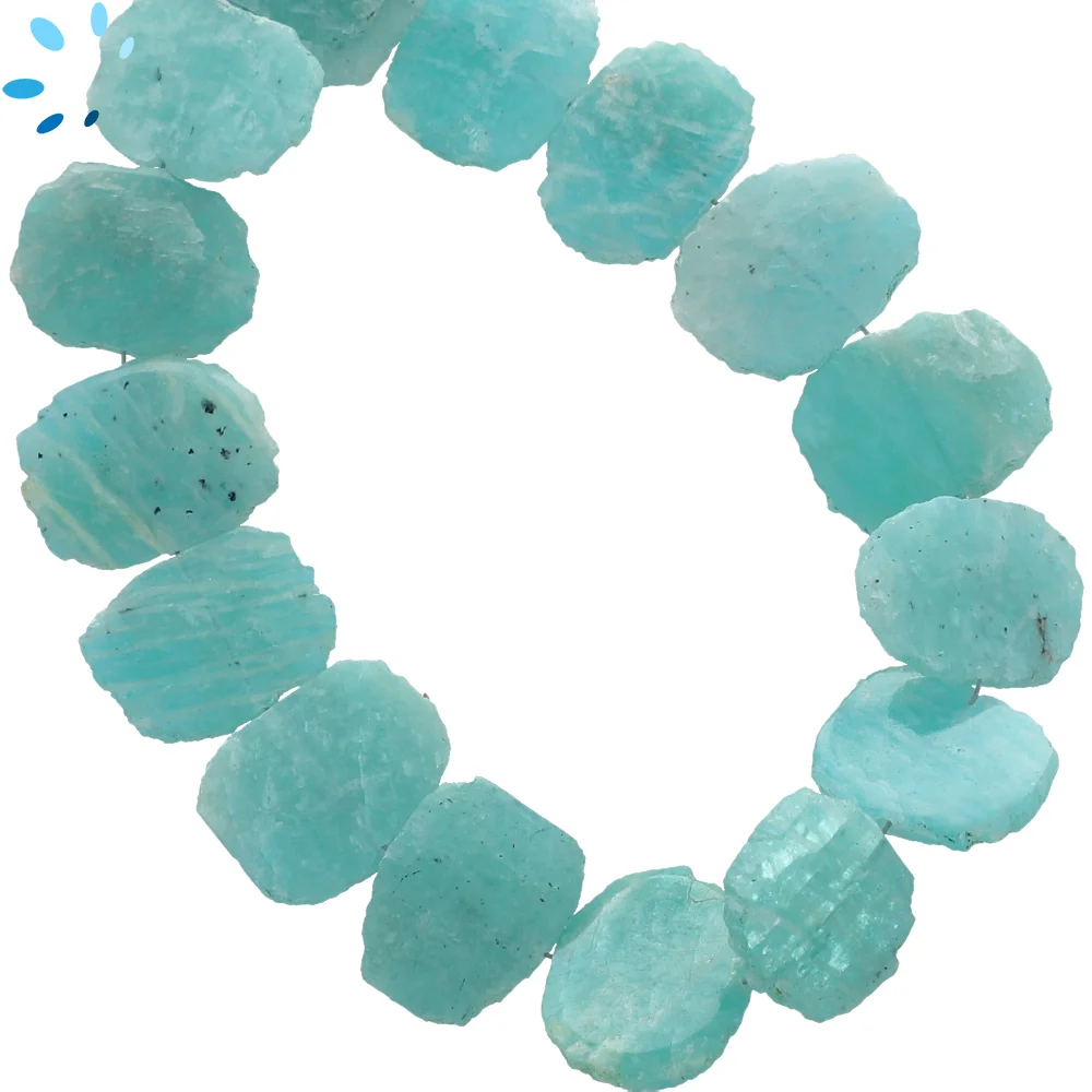 Amazonite Smooth Coin Center Drilled Beads 15x11 - 17x13mm - 8 Inch Strand