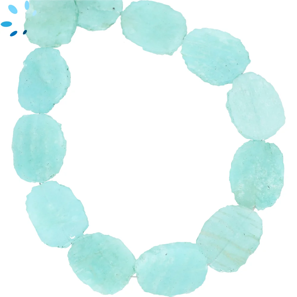 Amazonite Smooth Slice Top to Bottom Drilled Beads 16x13- 18x14mm - 8 Inch Strand