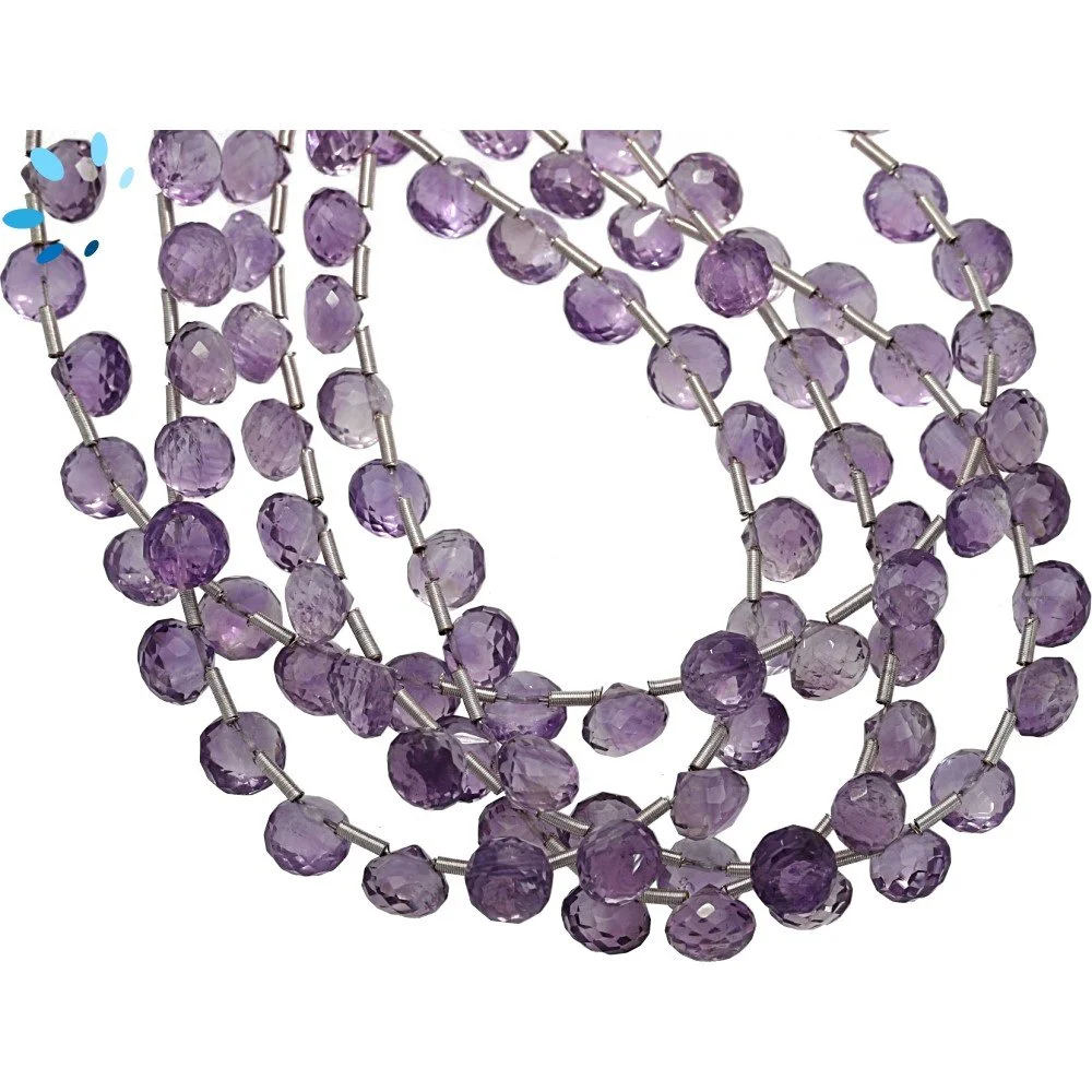 Amethyst Faceted Berry Top to Bottom Drilled Beads 6mm - 8 Inch Strand