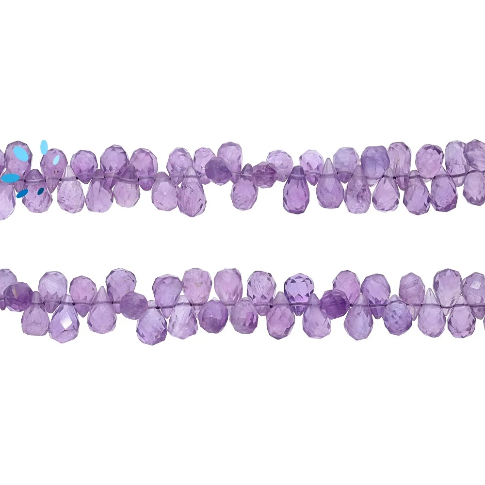 Amethyst Faceted Drop Top Drilled Beads 9x5mm - 13 Inch Strand
