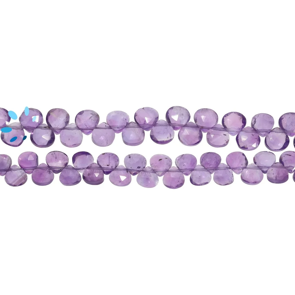 Amethyst Faceted Heart Top Drilled Beads 5mm - 8 Inch Strand