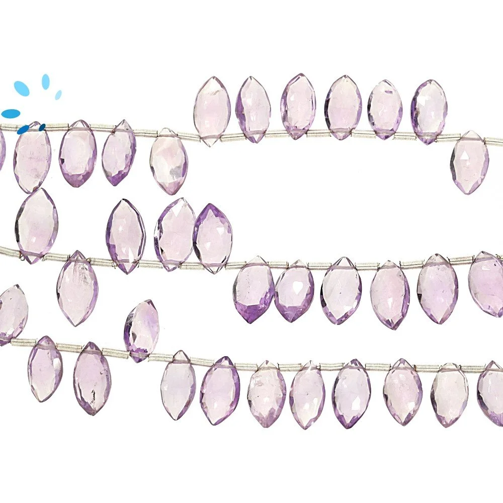 Amethyst Faceted Marquise Top Drilled Beads 10x6 - 12x7mm - 8 Inch Strand