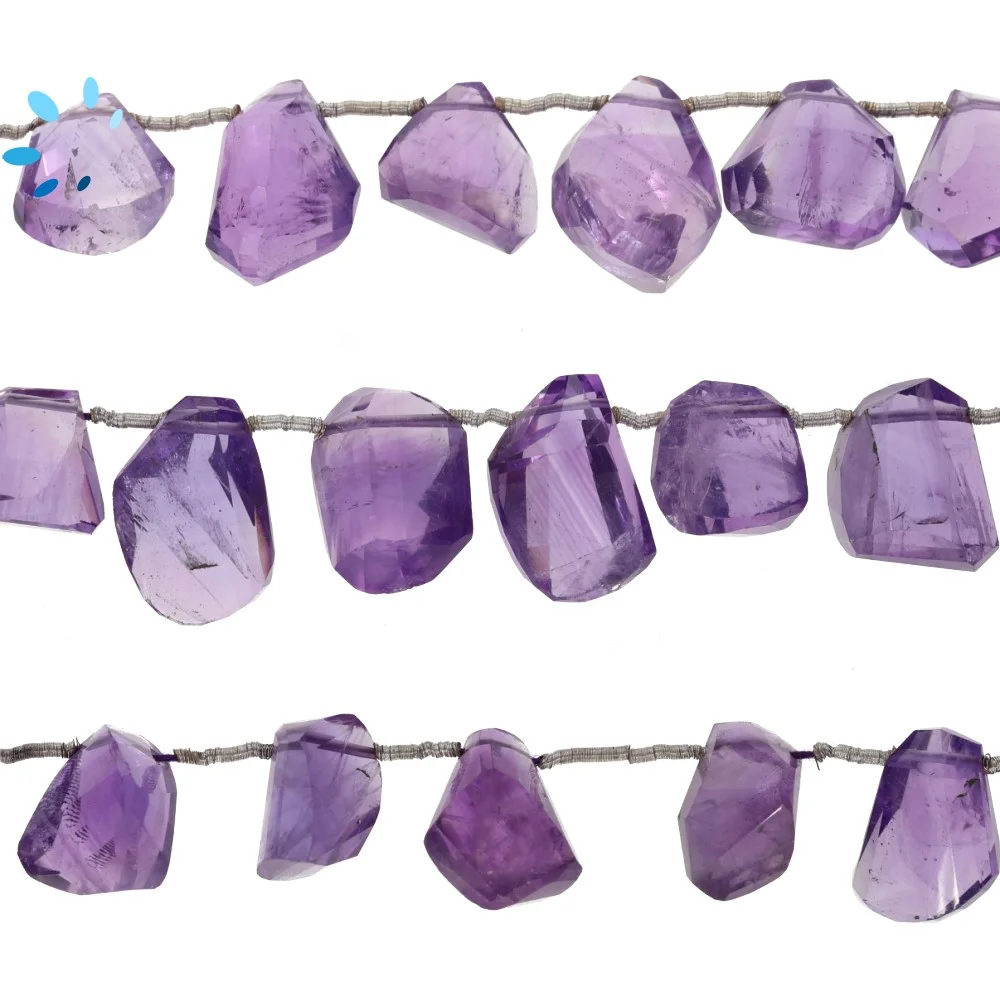 Amethyst Faceted Nuggets Top Drilled Beads 16x11mm - 8 Inch Strand