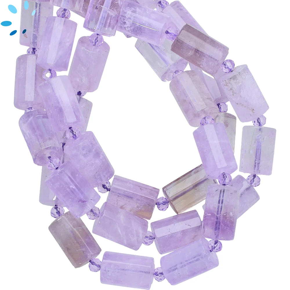 Amethyst Faceted Tube Top to Bottom Drilled Beads 14x10mm - 8 Inch Strand
