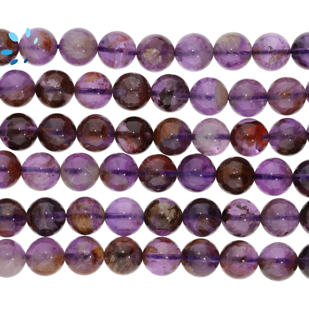 Amethyst Smooth Round Top to Bottom Drilled Beads 10mm - 14 Inch Strand