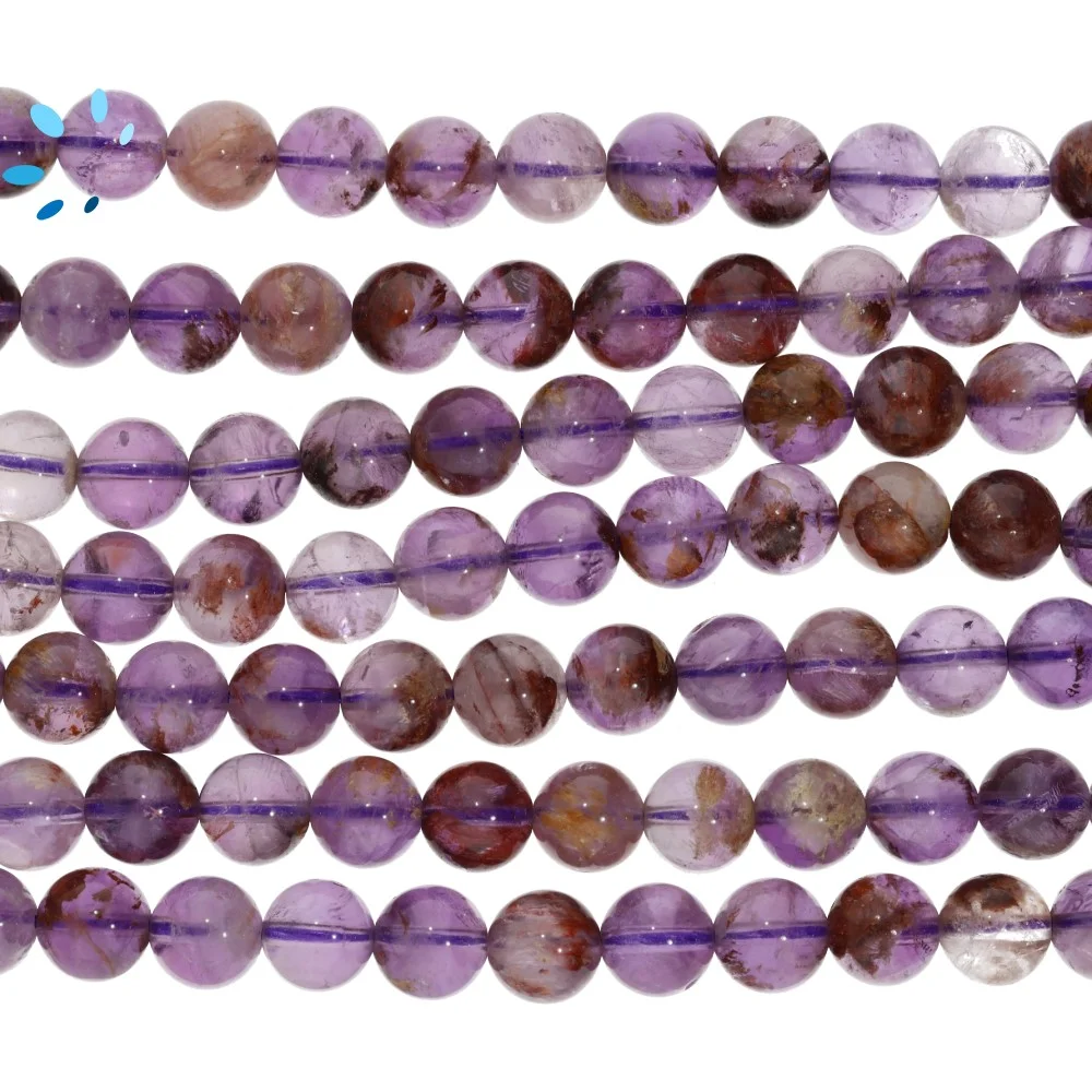 Amethyst Smooth Round Top to Bottom Drilled Beads 8mm - 14 Inch Strand