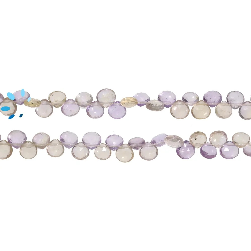Ametrine Faceted Heart Top Drilled Beads 5mm - 8 Inch Strand