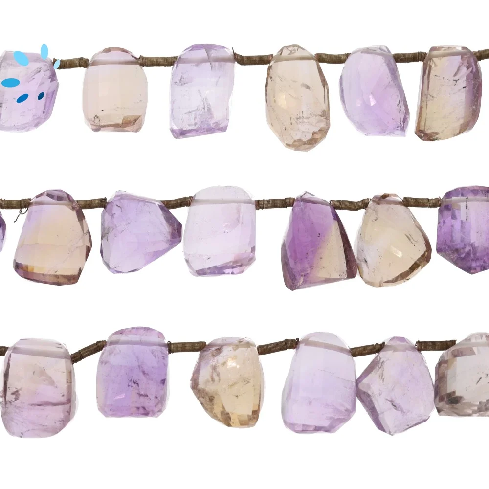 Ametrine Faceted Nuggets Top Drilled Beads 13x10 - 15x12mm - 8 Inch Strand