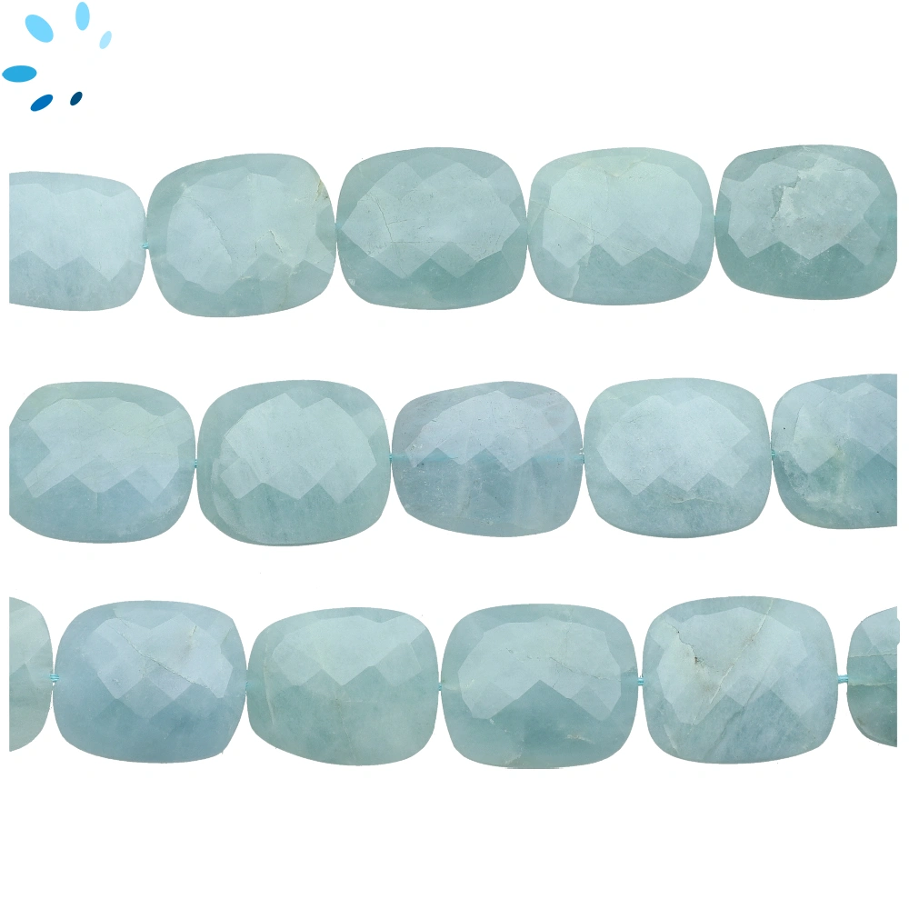 Aquamarine Faceted Nugget Top to Bottom Drilled Beads  20x17mm - 13 Inch Strand