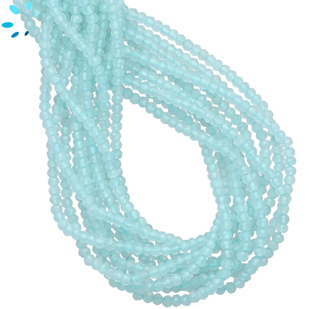 Aquamarine Faceted Rondelle Center Drilled Beads 3mm - 13 Inch Strand