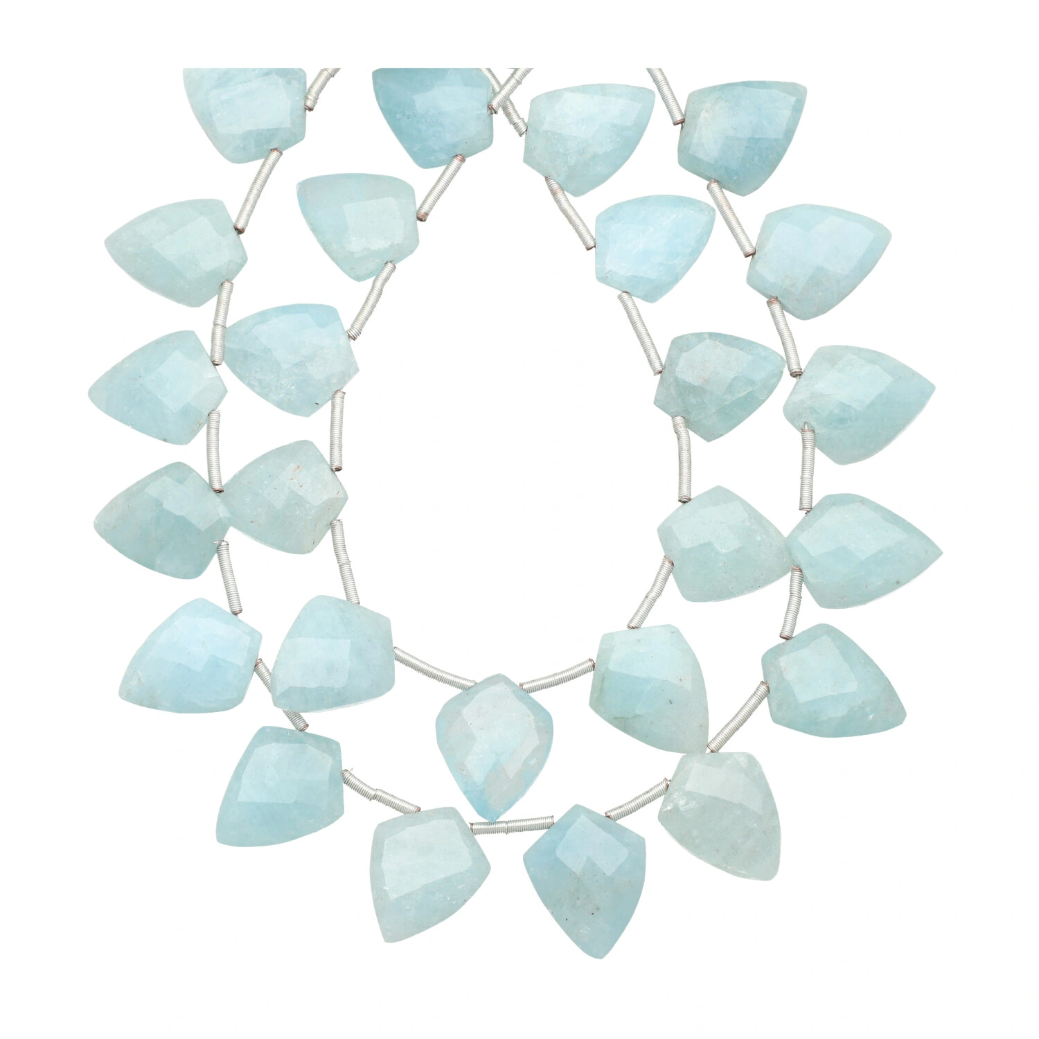 Aquamarine Faceted Shield Top Drilled Beads 13x10mm - 8 Inch Strand