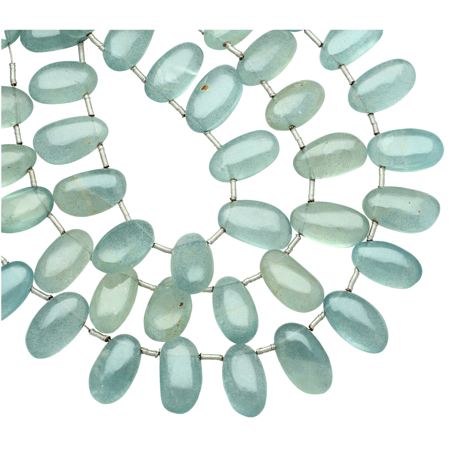  Aquamarine Smooth Oval Nuggets Top Drilled Beads 15X8 - 8 Inch Strand