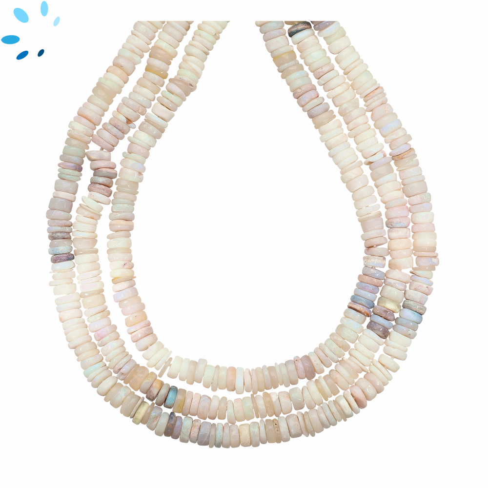 Australian Opal Smooth Heishi Center Drilled Beads 5mm - 14 Inch Strand