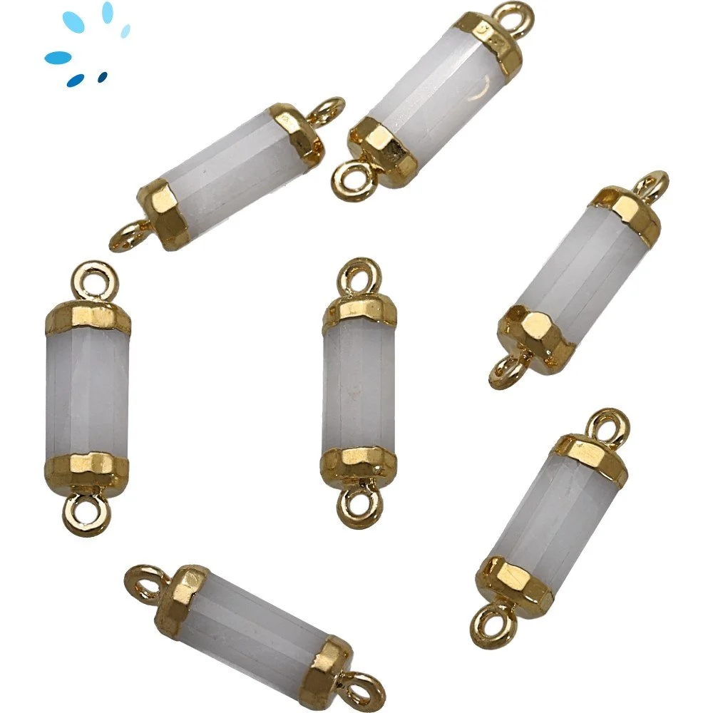 Aventurine Barrel Connector 13x5mm 18k Gold Electroplated - Set of 4