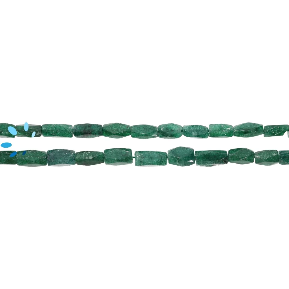 Aventurine Faceted Rectangle Top to Bottom Drilled Beads 9x5mm - 14 Inch Strand