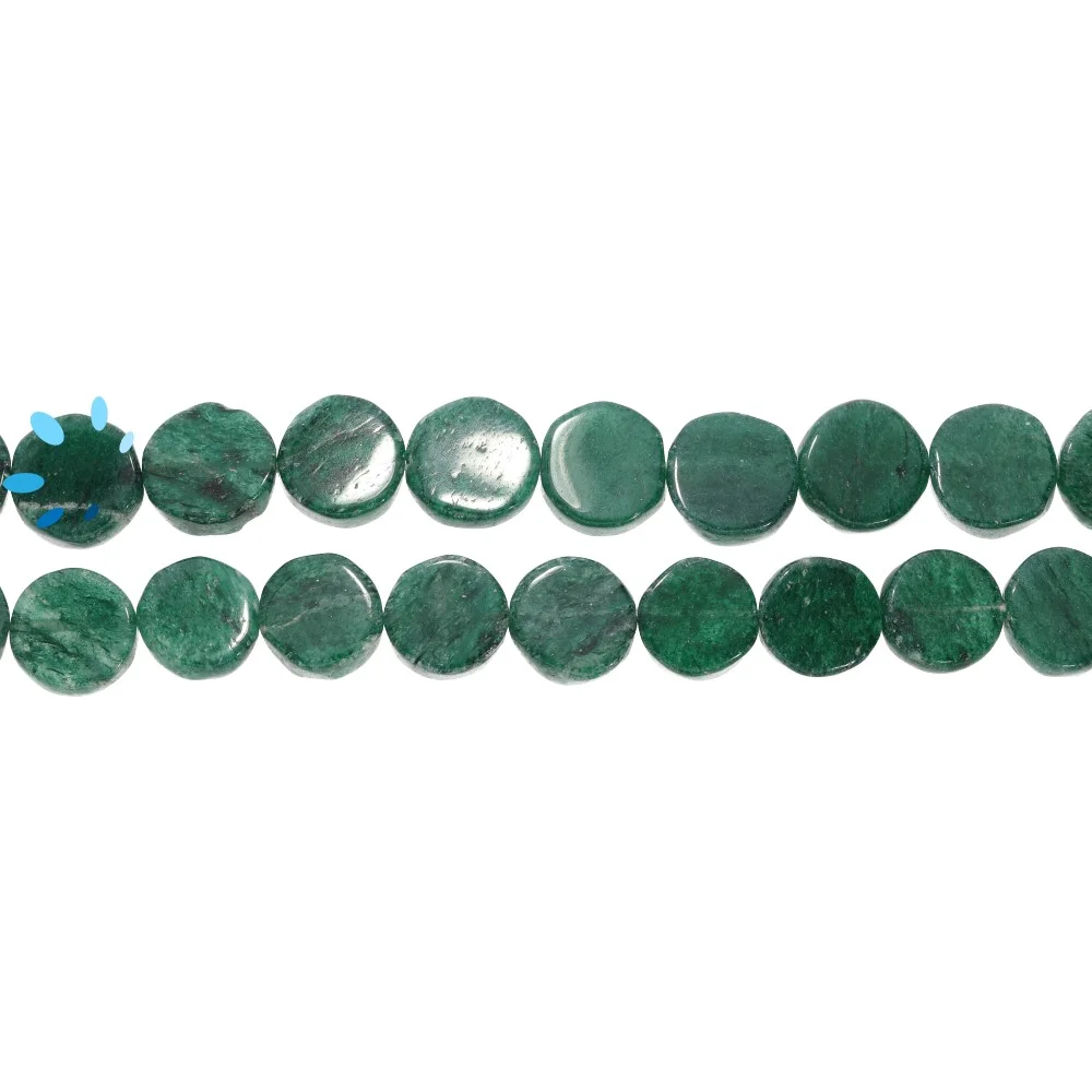 Aventurine Smooth Coin Top to Bottom Drilled Beads 10mm - 14 Inch Strand
