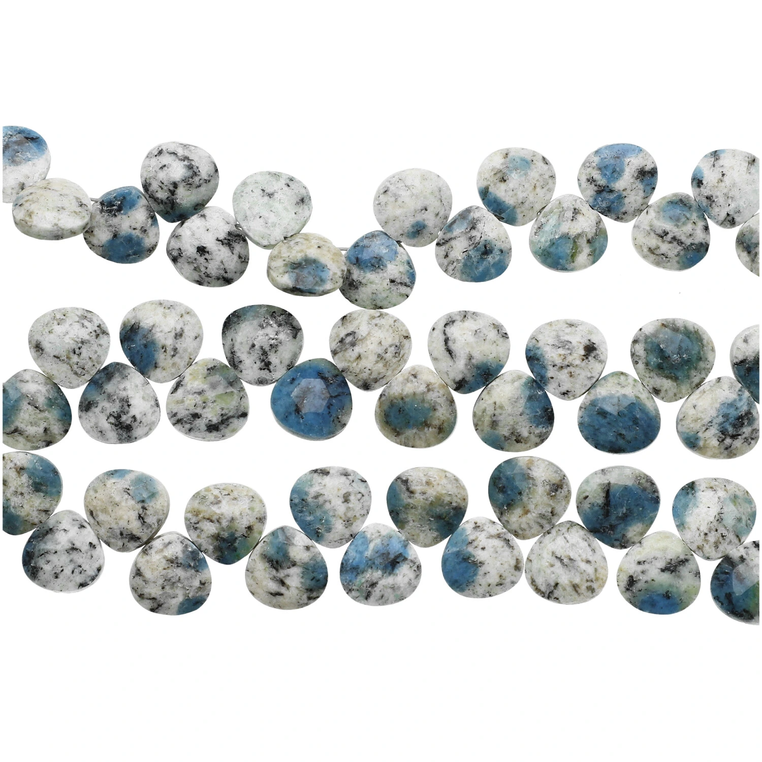 Azurite K2 Jasper Faceted Heart Top Drilled Beads  7X7mm - 8 Inch Strand