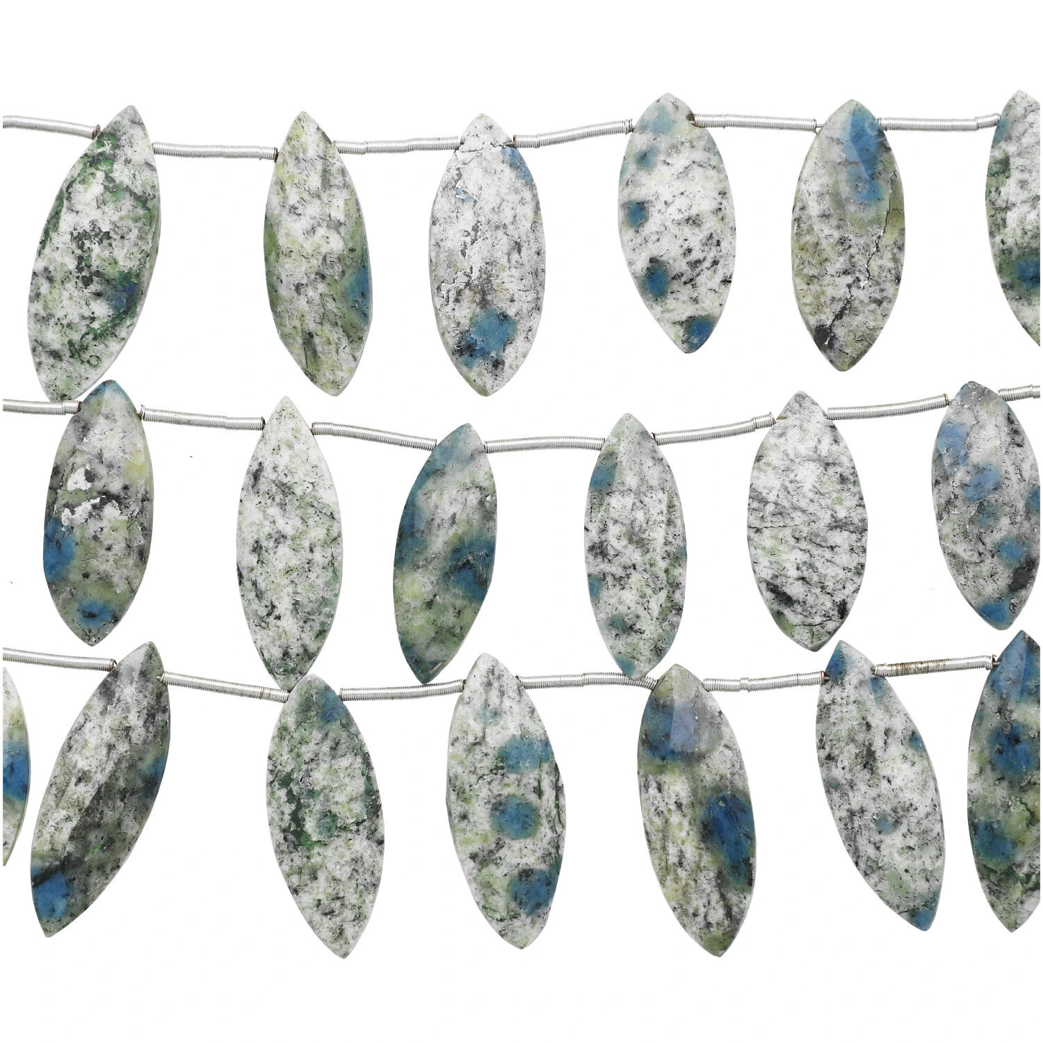 Azurite K2 Jasper Faceted Marquise Top Drilled Beads 22X10mm - 8 Inch Strand