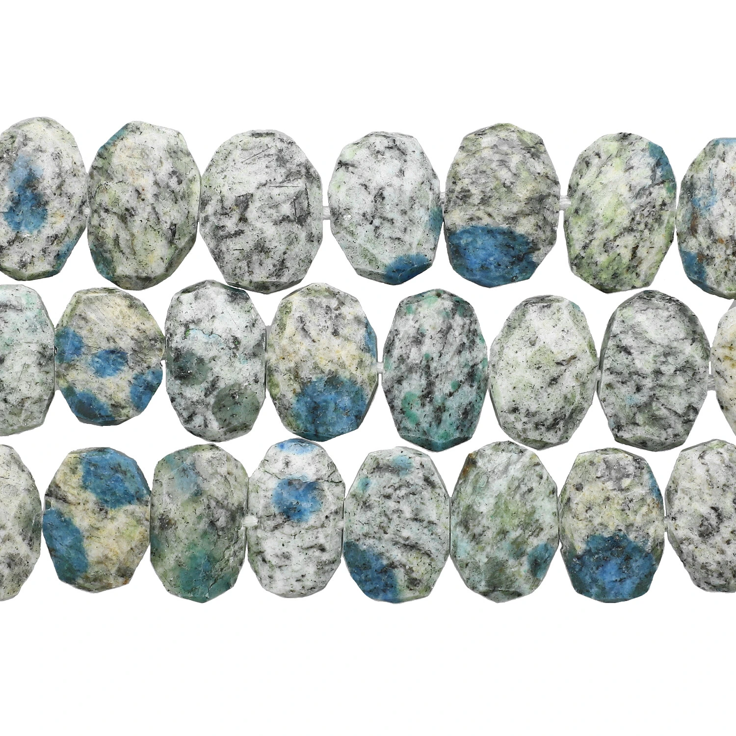 Azurite K2 Jasper Faceted Nuggets Center Drilled Beads 15X10mm - 13 Inch Strand 