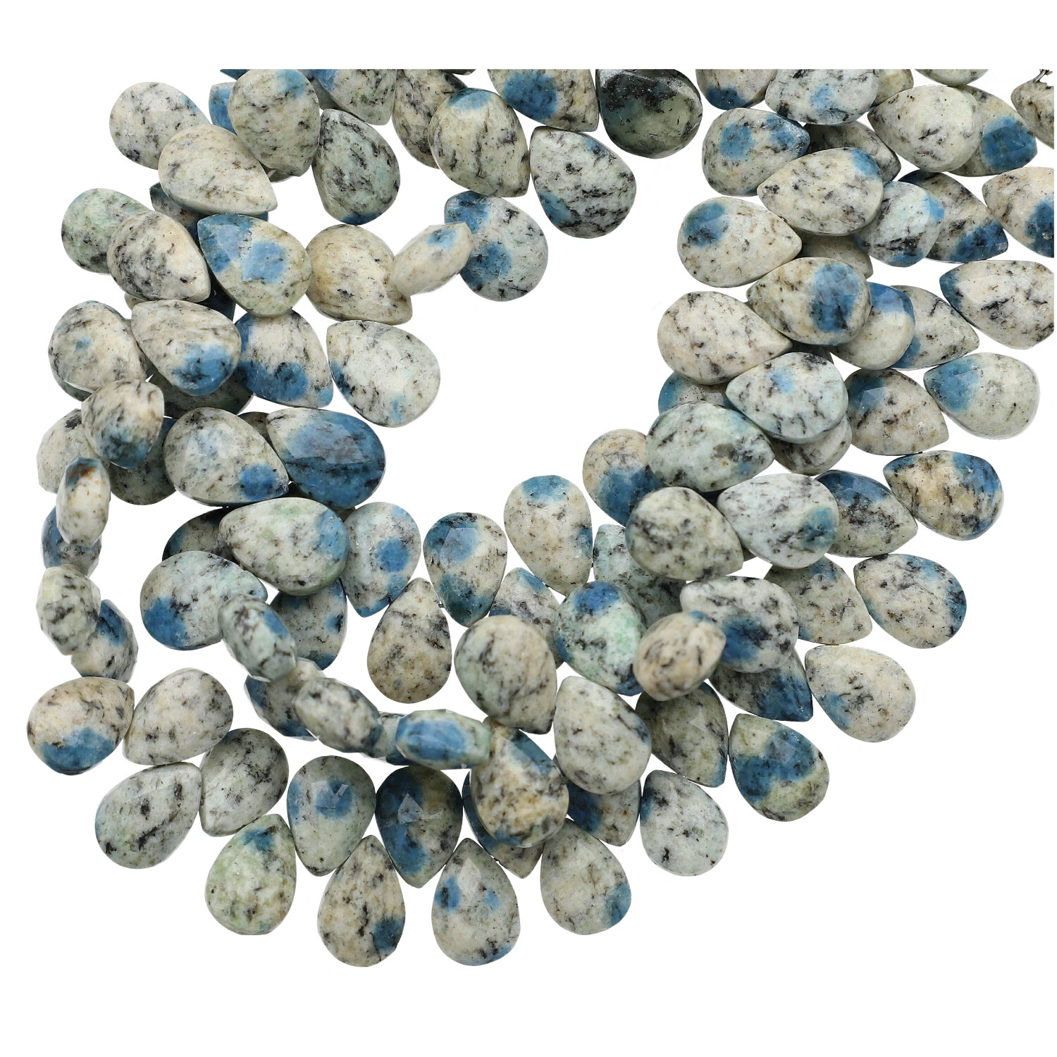 Azurite K2 Jasper Faceted Pear Top Drilled Beads 10x8mm - 8 Inch Strand