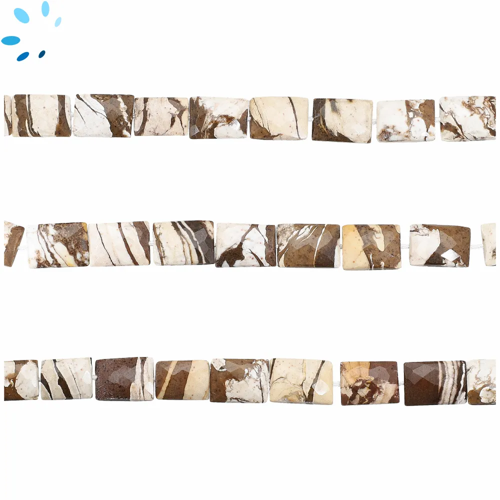 Banded Zebra Jasper Faceted Rectangle Top to Bottom Drilled Beads 11x8mm - 14 Inch Strand