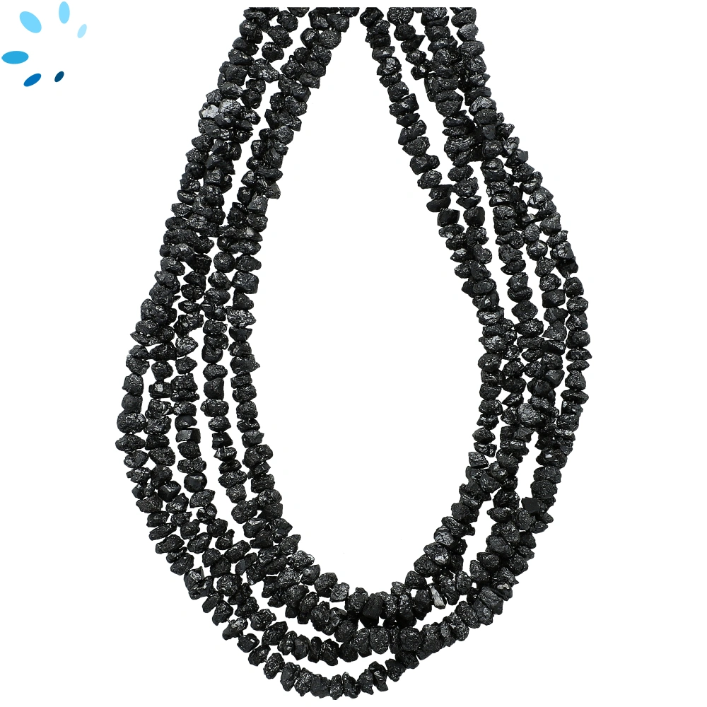 Black Diamond Raw Center Drilled Nugget Beads 2-4mm - 16 Inch Strand