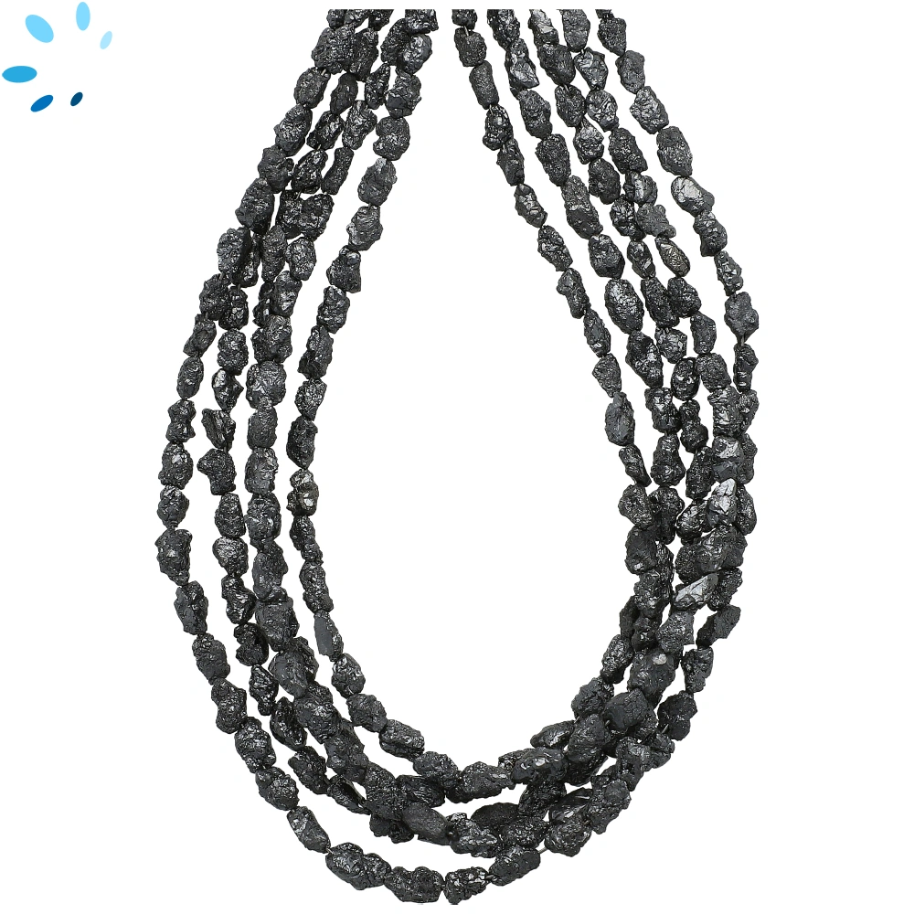 Black Diamond Raw Top to Bottom Drilled Nugget Beads 3x2-4x3mm - 16 Inch Strand