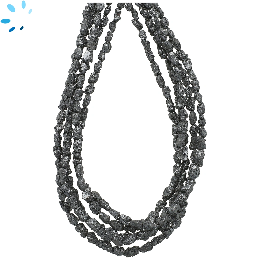 Black Diamond Raw Top to Bottom Drilled Nugget Beads 3x2-5x3mm - 16 Inch Strand