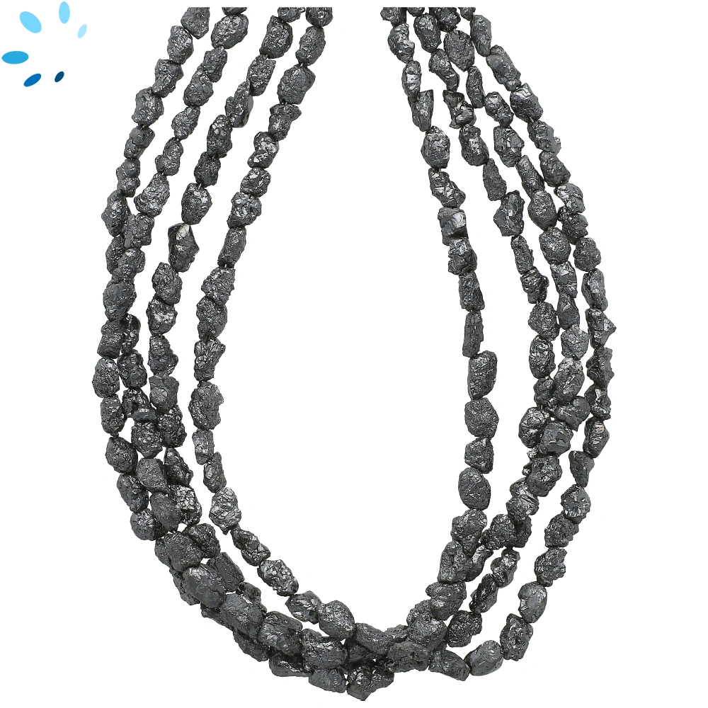 Black Diamond Raw Top to Bottom Drilled Nugget Beads 3x2-6x3mm - 16 Inch Strand