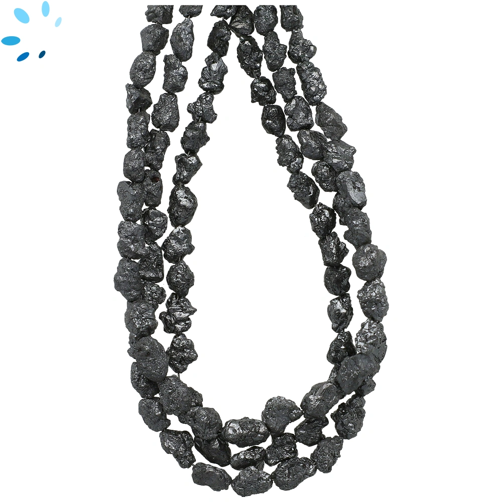 Black Diamond Raw Top to Bottom Drilled Nugget Beads 4x3-7x5mm - 16 Inch Strand
