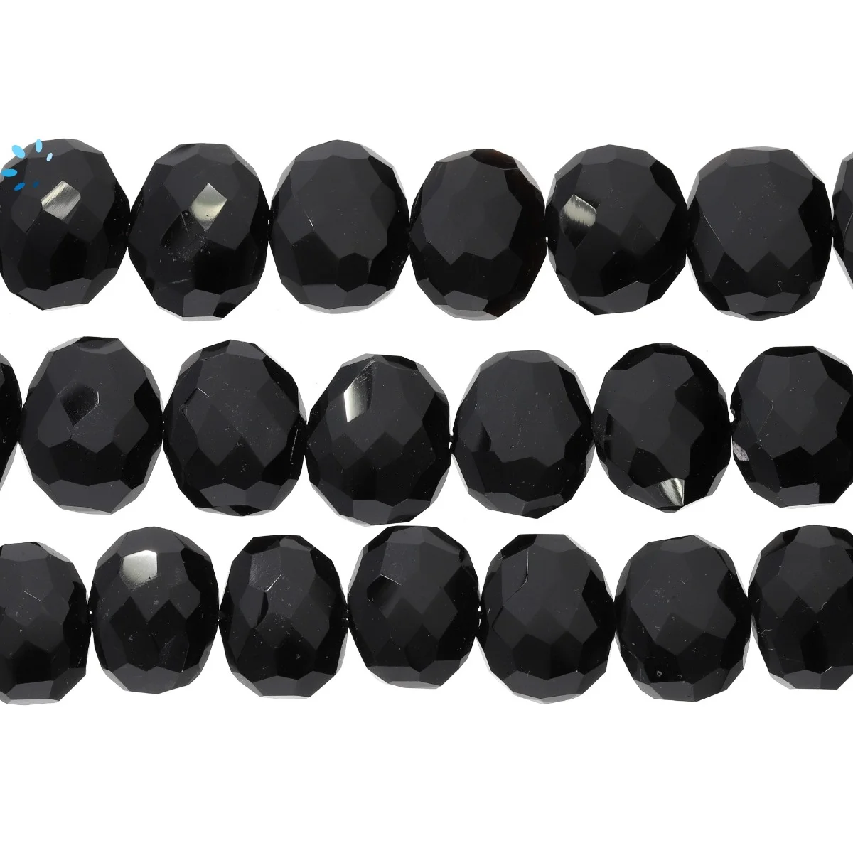 Black Onyx Faceted Nuggets Center Drilled Beads 14x10 - 16x12mm - 13 Inch Strand