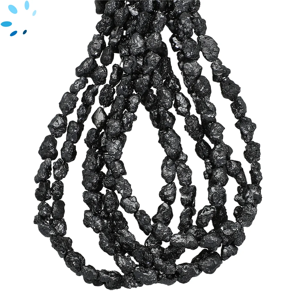 Black Raw Diamond Top to Bottom Drilled Beads 5x3mm - 14 Inch Strand