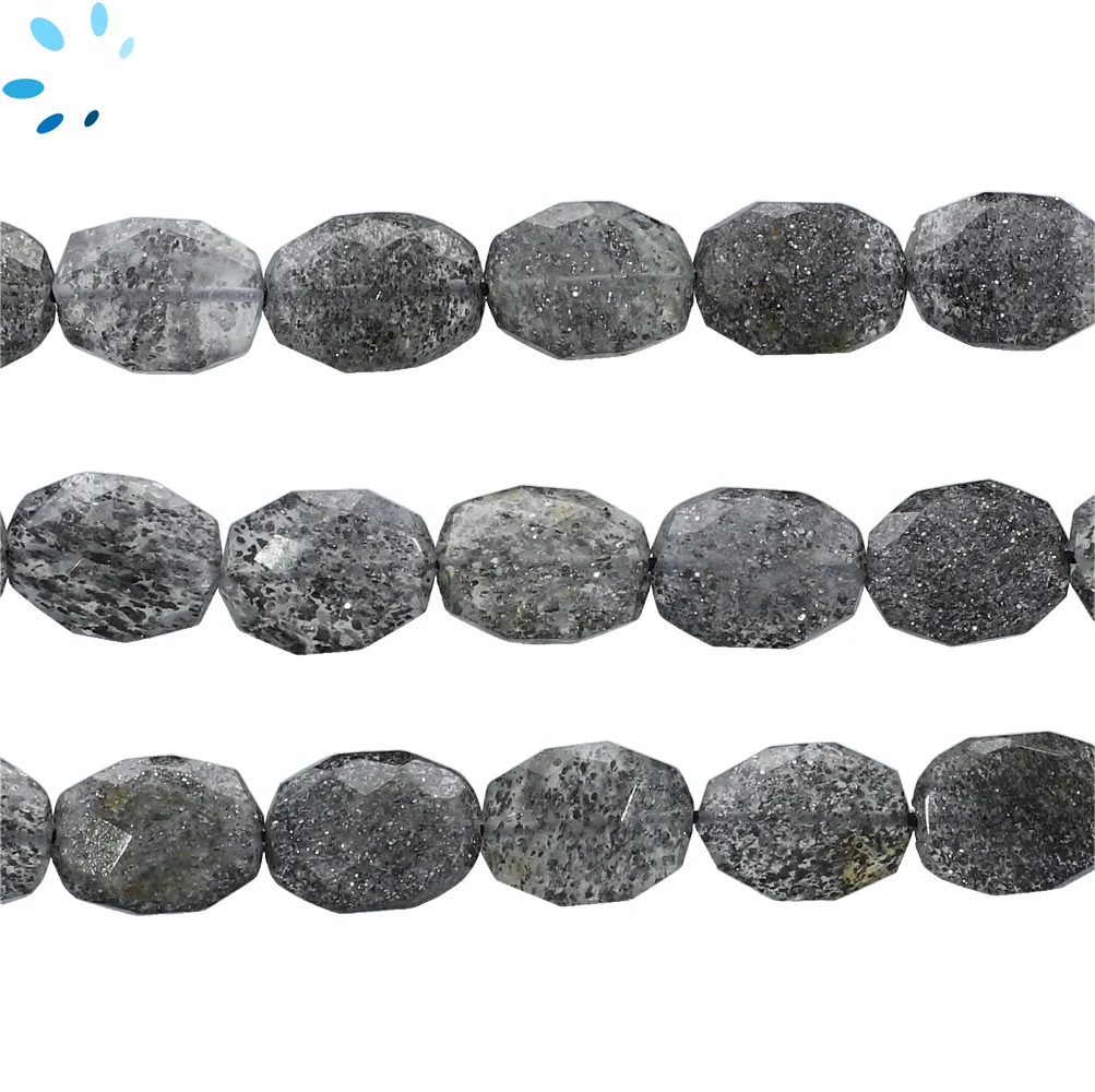 Black Sunstone Faceted Oval Nuggets Top to Bottom Drilled Beads 14x10 - 16x12mm - 14 Inch Strand