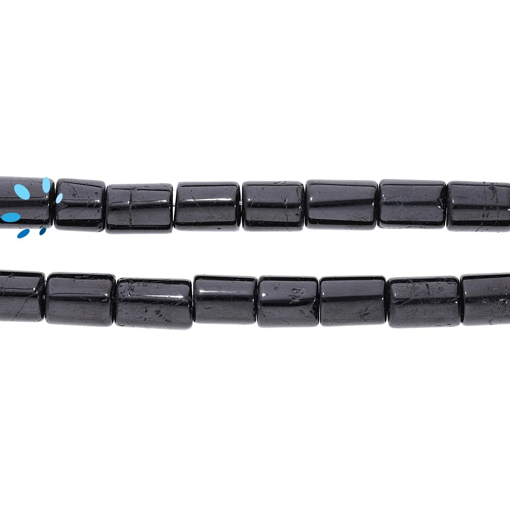Black Tourmaline Smooth Tube Top to Bottom Drilled Beads 10x6 - 12x7mm - 13 Inch Strand