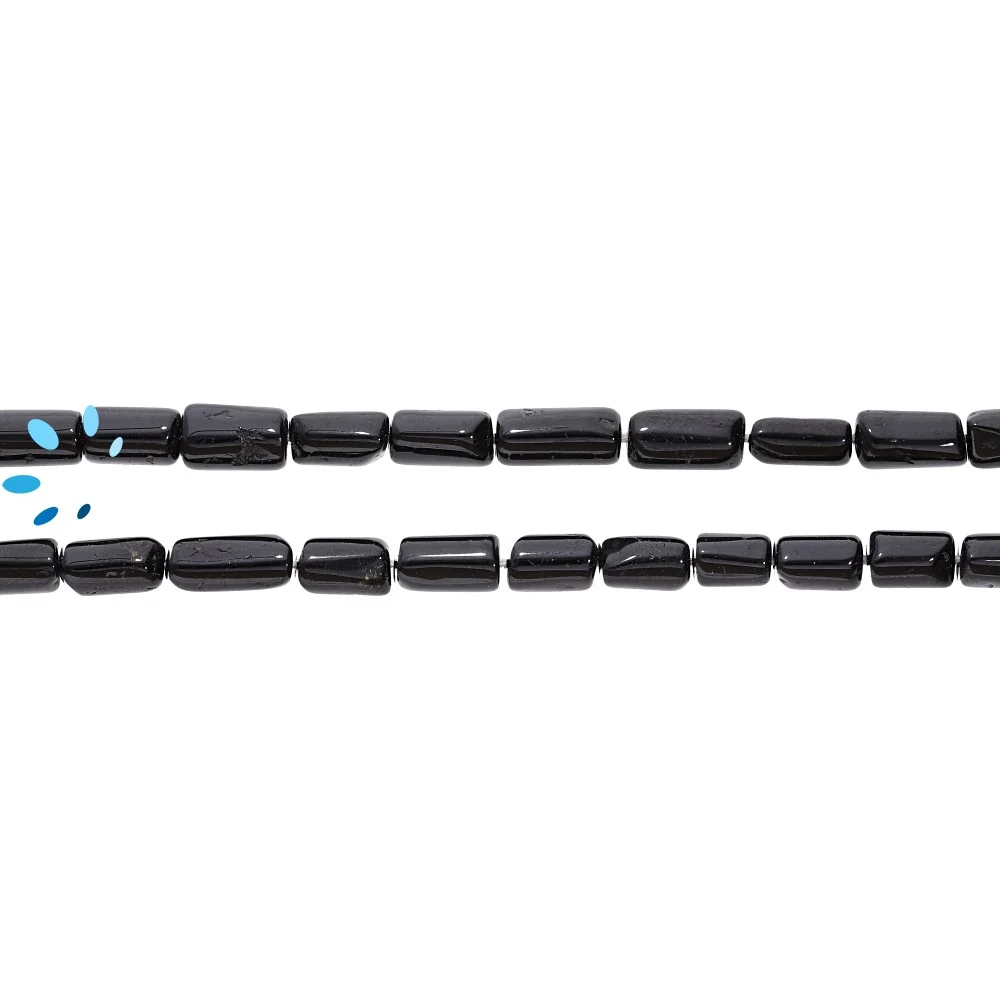 Black Tourmaline Smooth Tube Top to Bottom Drilled Beads 6x4mm - 13 Inch Strand